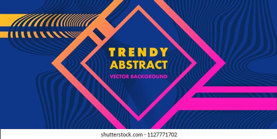 Hipster modern geometric abstract background. Bright blue banner with a trend gradient stripes, textured background. Business template for a bright color. Realistic stripes background.