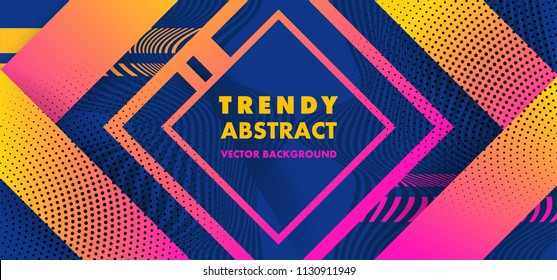 Hipster modern geometric abstract background. Bright blue banner with a trend gradient stripes, textured background. Business template for a bright color. Illusion stripes background.