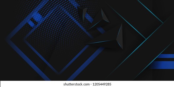  Fondo abstracto geométrico moderno Hipster. Banner negro brillante con rayas 3d de tendencia, fondo texturado. Plantilla de negocio para un color brillante. Fondo de rayas de ilusión.