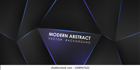 Hipster modern geometric abstract background. Bright black banner with a trend 3d stripes, textured background. Business template for a bright color. Illusion stripes background.