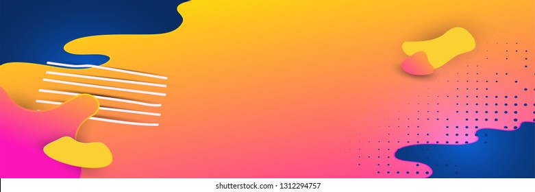 Hipster modern geometric abstract background. Bright blue banner with a trend gradient stripes and organic forms, textured background. Business template for a bright color. Illusion stripes background