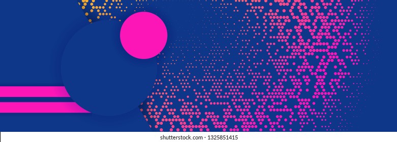 Hipster modern geometric abstract background. Bright blue banner with a trend gradient stripes, textured background. Business template for a bright color. Illusion stripes background.