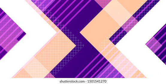 Hipster modern geometric abstract background. Purple, yellow, and pink stripes, textured background. Business template for a bright color. Vector eps 10.