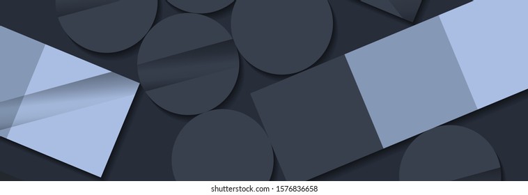 Hipster modern geometric abstract background. Dark and grey multicolor banner with circles and geometric figures, textured background. Business template, holidays concept. Vector EPS 10
