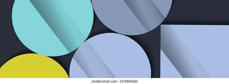 Hipster modern geometric abstract background. Dark and grey multicolor banner with circles and geometric figures, textured background. Business template, holidays concept. Vector EPS 10