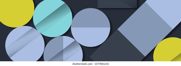 Hipster modern geometric abstract background. Dark and grey multicolor banner with circles and geometric figures, textured background. Business template, holidays concept. Vector EPS 10