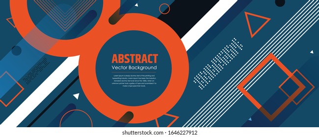Hipster modern geometric abstract background. Realistic stripes background with blue and orange color