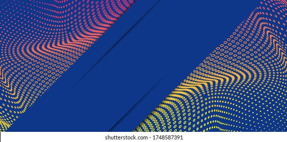 Hipster modern geometric abstract background. Bright blue banner with a trend gradient stripes, textured background. Business template for a bright color. Illusion stripes background.

