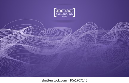 Hipster Modern waves Abstract Background in colors of the year 2018 ultra violet. Bright ultra violet banner with stripes. Business template for a bright color.