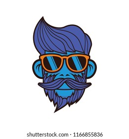 Hipster monkey face illustration
