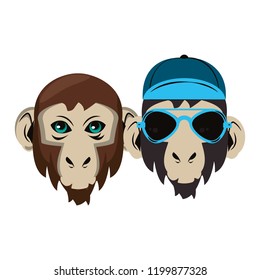 Hipster monkeys cool sketch