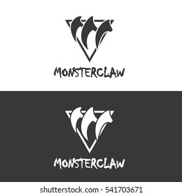 Hipster Monster or Beast Claw Logo Template. Isolated.