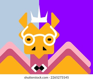 Hipster monster, dragon with glasses. Vector illustration in a flat style.