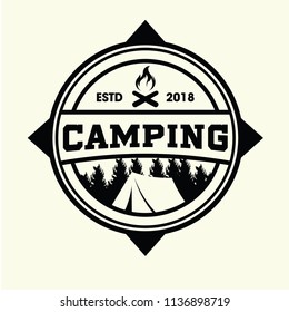 Hipster Mountain and Camping Logo Vector