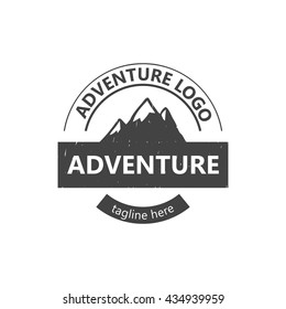 Hipster mountain logo. Hipster badge. Adventure hipster logo.