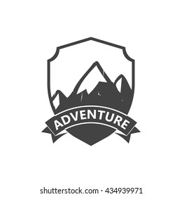 Hipster mountain logo. Hipster badge. Adventure hipster logo.