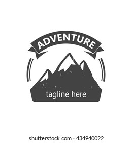 Hipster mountain logo. Hipster badge. Adventure hipster logo.