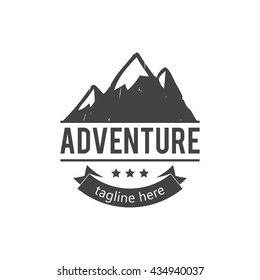 Hipster mountain logo. Hipster badge. Adventure hipster logo.