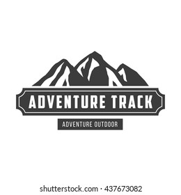 Hipster mountain logo. Hipster badge. Adventure hipster logo.