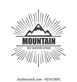 Hipster mountain logo. Hipster badge. Adventure hipster logo.