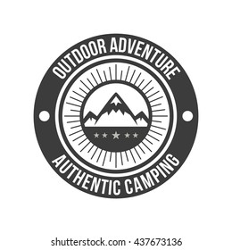 Hipster mountain logo. Hipster badge. Adventure hipster logo.