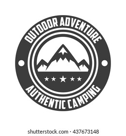 Hipster mountain logo. Hipster badge. Adventure hipster logo.