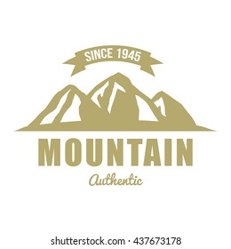 Hipster mountain logo. Hipster badge. Adventure hipster logo.