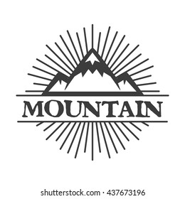 Hipster mountain logo. Hipster badge. Adventure hipster logo.