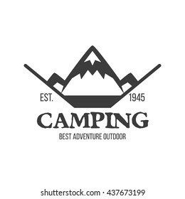 Hipster mountain logo. Hipster badge. Adventure hipster logo.