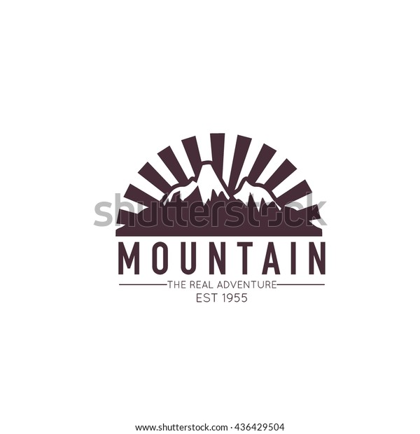 Hipster Mountain Logo Hipster Badge Adventure เวกเตอร์สต็อก (ปลอดค่า