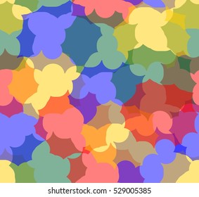 Hipster multicolored seamless background completed from semitransparent uneven shapes