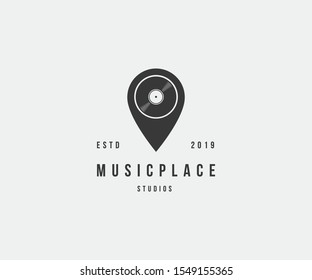 hipster music logo icon. Hangout place sign Vector illustration