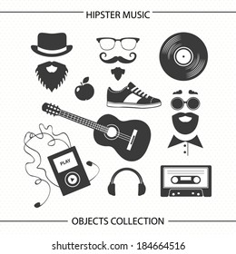 Hipster music objects collection
