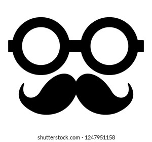 hipster mustache accessory with eyeglasses