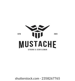 hipster mustache, beard iconic design logo vector illustration for barbershop, and haircut with modern, elegant and minimalist styles isolated on white