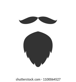 Hipster mustache and beard silhouette. Vector icon.