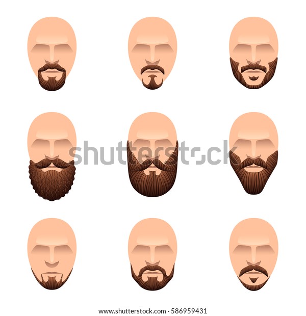 Hipster Mustache Beards Icons Cartoon Vector Stock Vector (Royalty Free