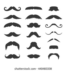 Hipster Mustache Big Set on White Background. Vector illustration