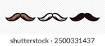 Hipster Mustache. Cartoon Face Party Decoration Set. Classic Mustache, Fathers Day Symbol. Italy Mustache Icon, Vector Illustration