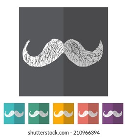 Hipster mustache flat icons set vector
