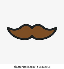 Hipster Mustache Flat Line Stroke Icon Pictogram Symbol Illustration