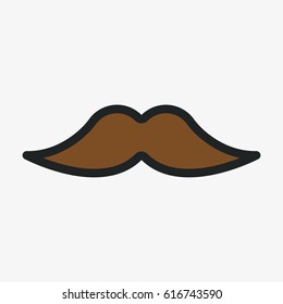Hipster Mustache Flat Line Stroke Icon Pictogram Symbol Illustration