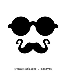 Hipster mustache and glasses icon. Spy symbol. Invisible man vector illustration