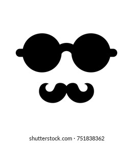 Hipster mustache and glasses icon. Spy symbol. Invisible man vector illustration