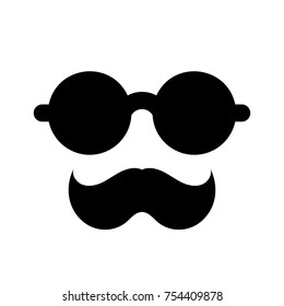 Hipster mustache and glasses icon. Spy symbol. Invisible man vector illustration