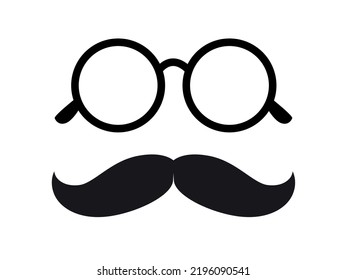 Hipster Mustache icon and retro Glasses. Vintage Silhouette of a symbol for party, holiday on a white background. 
Vector illustration of a men's accessory.
