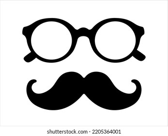 Hipster Mustache icon and retro Glasses. Vintage Silhouette of a symbol for party, holiday on a white background. 
Vector illustration of a men's accessory.
