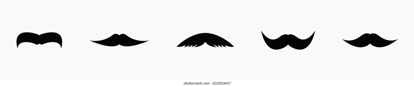 Hipster mustache icon vector set