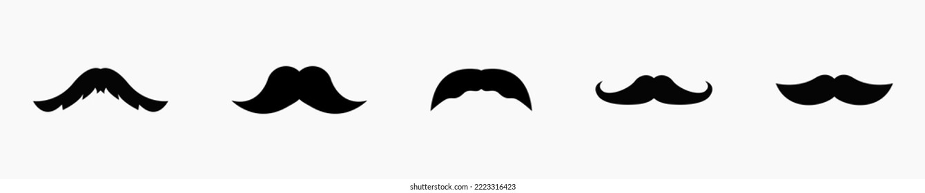 Hipster mustache icon vector set
