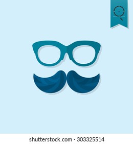 Hipster Mustache Leaves. Single Flat Autumn Icon . Simple and Minimalistic Style. Vector